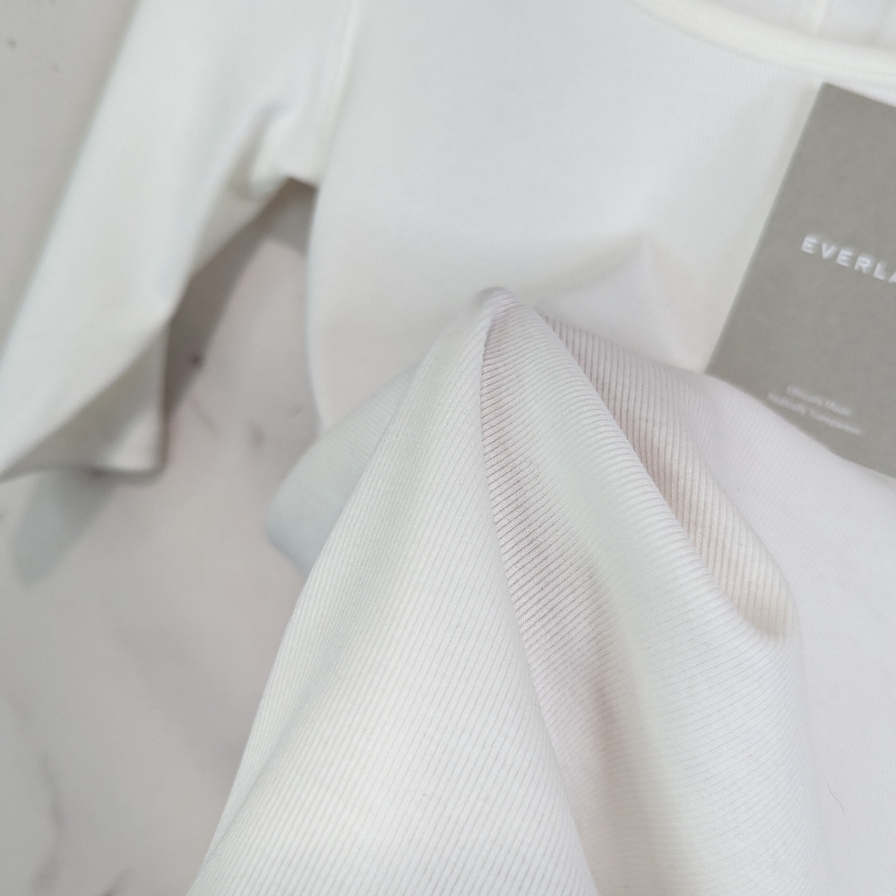 Everlane The Pima Micro Rib Scoop Neck Tee White Short Sleeve Top NEW - Picture 9 of 13